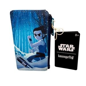 NWT Loungefly Disney Star Wars The Force Awakens Rey Large Card Holder Wallet